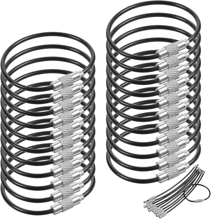 PercyEffie 200pcs wire keychain cable stainless steel wire keychain cable key rings bulk metal wires luggage tag cables mini backpack keychains loop key rings for car keys diy keychains hardware