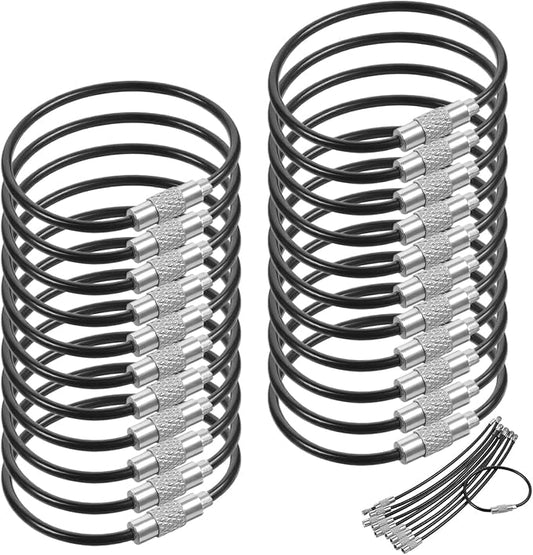 PercyEffie 200pcs wire keychain cable stainless steel wire keychain cable key rings bulk metal wires luggage tag cables mini backpack keychains loop key rings for car keys diy keychains hardware