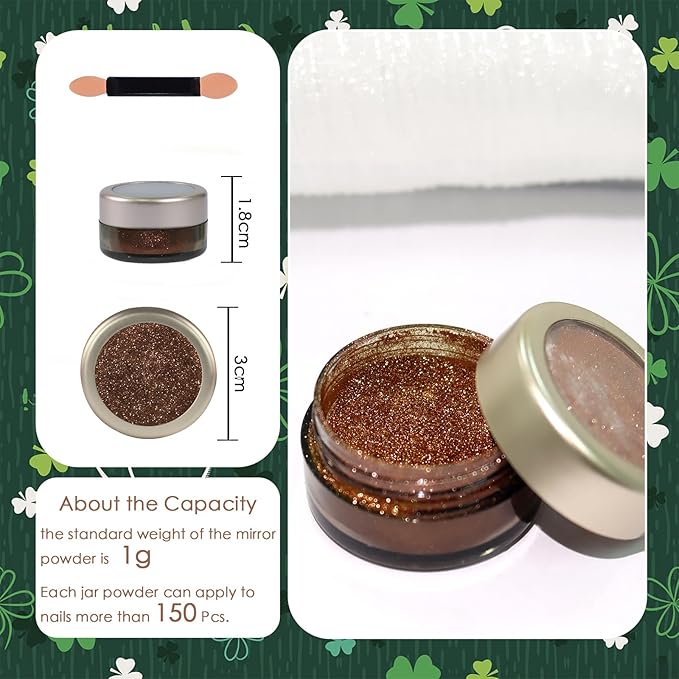 Laza Chrome Nail Powder Mirror Effect Metallic Dust Holographic Glitter Glazed Manicure Decoration Reflective Pigment for DIY Gel Polish Nail Art, Resin Craft, Gifts - Milky Brown