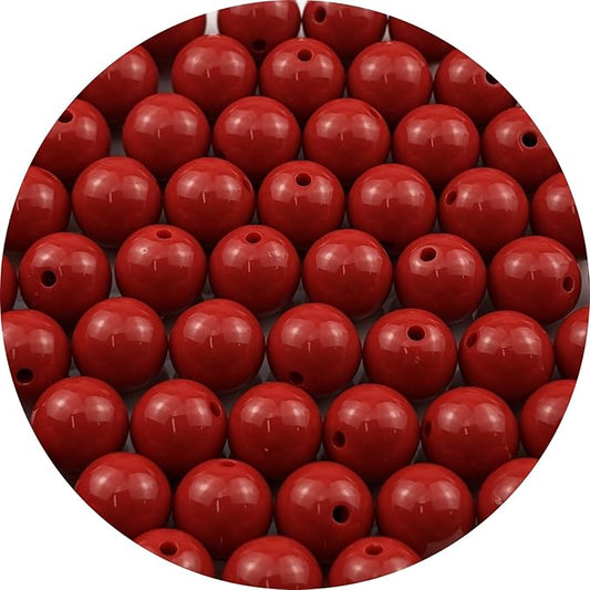 YUEXIGO 60pcs Acrylic Round Beads for Crafts 14mm Resin Candy Color Spacer Beads with Hole for Jewelry Making Sewing Crafts Decoration Necklaces Bracelets Earrings Supplies(Red)
