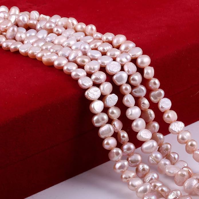 Natural Pearl, Natural Freshwater Cultured Pearls Beads Punch Loose Beads for DIY Jewelry Making Necklace Bracelet Women 14 Inches 2 Strands Pack