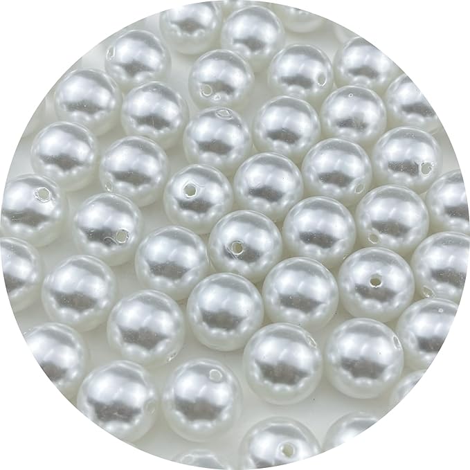 60pcs 18mm Pearl Beads White Round Pearls Acrylic Beads for Jewelry Making DIY Craft Bracelets Necklaces Earrings Vase Fillers Home Wedding Decoration