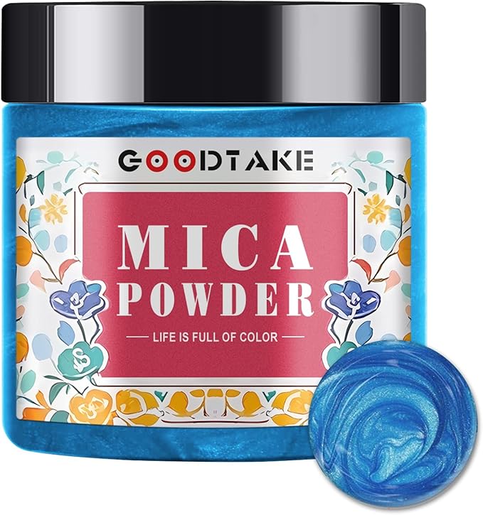 GOODTAKE Light Blue Mica Powder, Natural Mica Powders for Epoxy Resin, Eye Shadow, Car Paint, Dye, Soap Making, Nail Polish, Candle Making, Bath Bombs - Epoxy Resin Color Pigment (Light Blue, 2 oz)