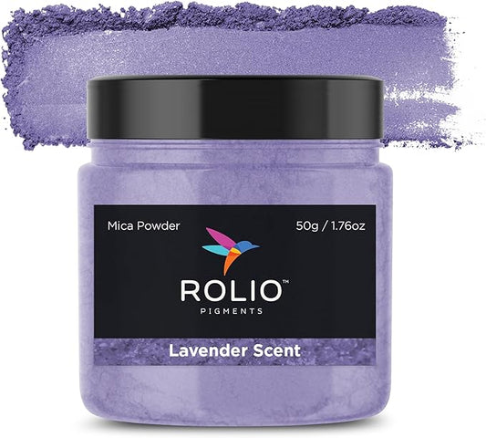 Rolio Premium Mica Powder - Lavender Scent (50G / 1.76oz) - 1 Jar of Purple Pigment Powder for Epoxy Resin, Dye, Soap Making, Nail Polish, Paint, Candle Making, Bath Bombs, Slime
