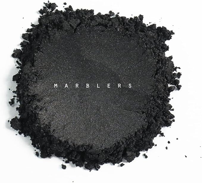 MARBLERS Black Mica Powder [True Black] 4oz (113g) | Cosmetic | Epoxy Resin Pigment | Dye | Non-Toxic, Vegan, Cruelty-Free | Lip Gloss, Nails, Body Butter, Bath Bomb, Candle & Soap Making