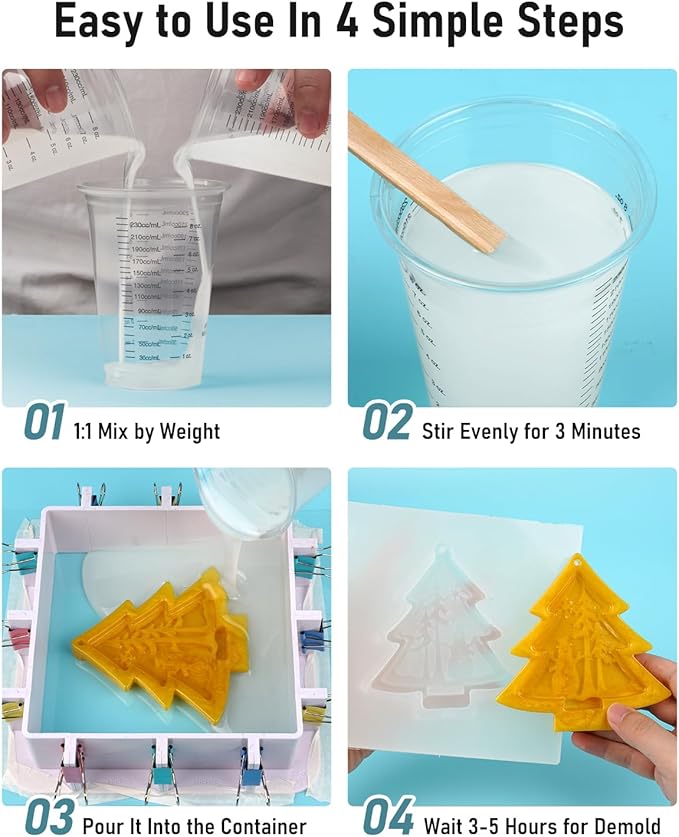 Nicpro 90oz Silicone Mold Making Kit, 15A Platinum Liquid Silicone Rubber, Flexible Silicone Molds Maker Mix Ratio 1:1 for Casting 3D Resins Candle Soap Molds DIY with 12 Mica Powder, Mixing Cups