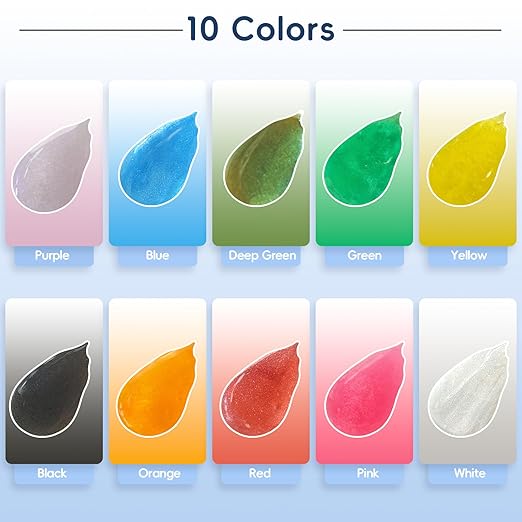 Akisey UV Resin Kit - 10 Colors Colored UV Resin | Hard Glitter Type | Odorless | Low Shrinkage, Vivid Clear Color Resina UV for Jewelry Making, Casting and Coating, Crafts and Decoration