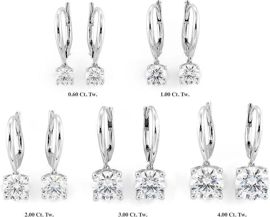 1/2 to 4 Carat Round Lab Grown Diamond Dangle Drop Earrings for Women I 14k Gold Earrings (G-H, VS1-VS2, 0.5 to 4 cttw) 4-Prong Set Brilliant Cut Diamond Leverback by Carbon Atelier