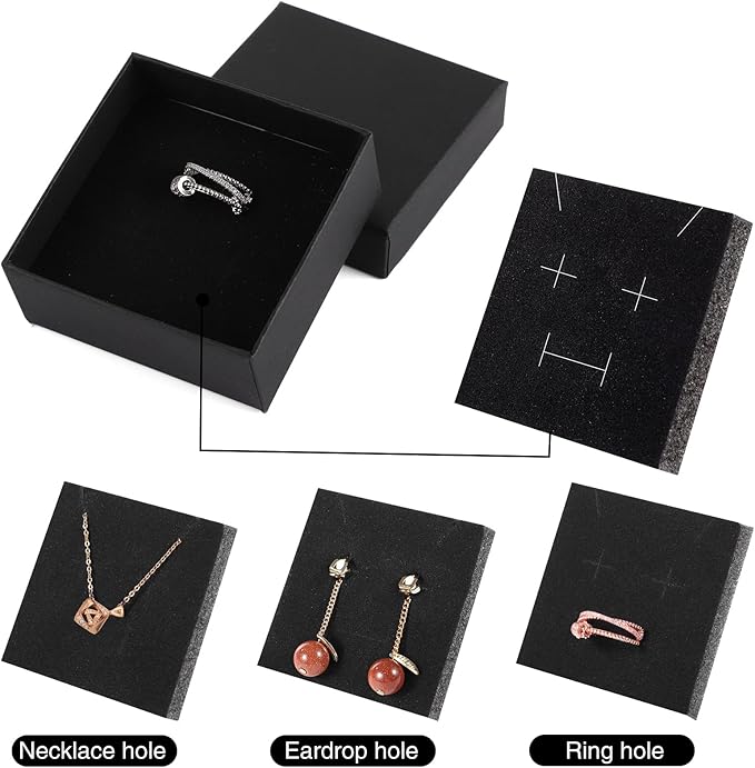 WSICSE 12pcs Jewelry Gift Boxes Small Gift Boxes for Necklace Ring Earring Jewelry Storage Box Cotton Filled Earring Boxes Gift Jewelry Organizer for Valentine's Day, Mother's Day