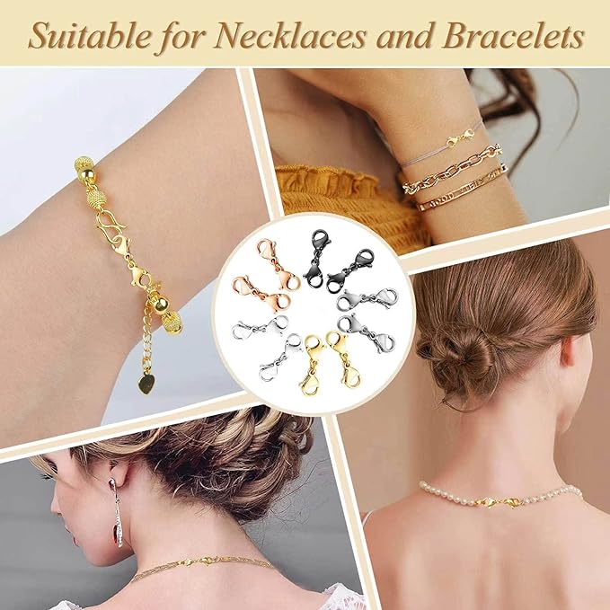 10 Pack Double Lobster Clasp Necklace Clasp Classic Double End Design Necklace Clasps and Closures, Necklace Extender Double Claw Connector Suitable for Jewelry Chain