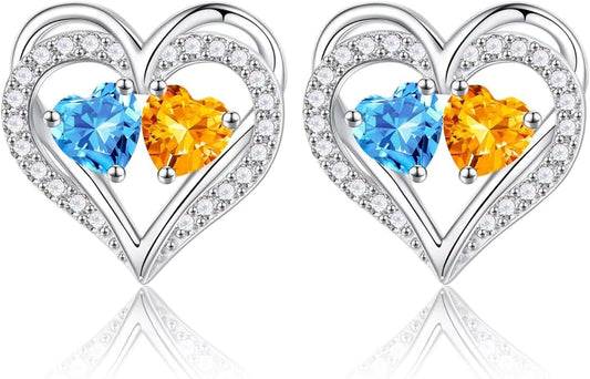 Iefil Valentines Day Gifts for Her - 925 Sterling Silver Birthstone Earrings, Anniversary Birthday Gifts for Women Wife Girlfriend Mom