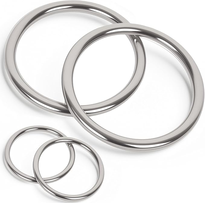 ZUSFUL 2.17 inch Metal O Rings,Stainless Steel Round Ring Buckles 5/16" Wire Diameter,metal rings for crafts,Solid Welded Loop (4, ID5/16*D2.17(55mm))