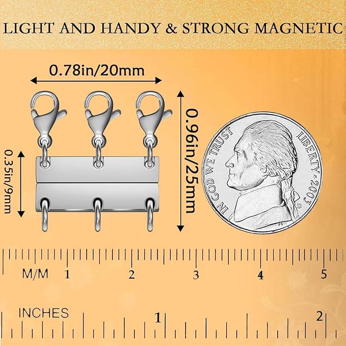 Layering Magnetic Necklace Clasps, Stainless Steel Chain Link Clasps, Multiple Necklace Clasp for Layered Look (2silvery+3silvery A)