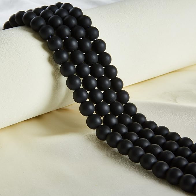 100pcs 8mm Matte Black Beads Natural Gemstone Beads Round Loose Beads for Jewelry Making