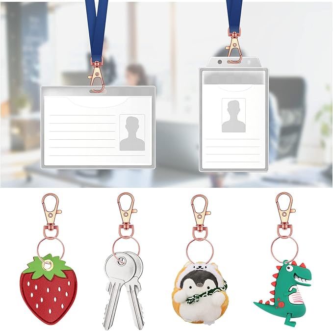 120PCS Premium Swivel Lanyard Snap Hook with Key Rings, Metal Keychain Hooks for Jewelry Making, Crafts (Rose Gold)