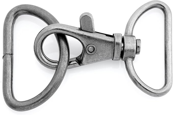 CRAFTMEMORE Swivel Trigger Snap Hooks Classic Lobster Clasps with D-Rings for Purse Strap Lanyard Leather Craft 10 Sets CSD1 (1 Inch, Gunmetal)