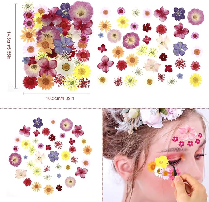 42Pcs Natural Pressed Dried Flowers Resin, Dry Flowers for Resin Accessories with Tweezer, Dried Flower for Scrapbooking DIY Art Crafts, Epoxy Resin Jewelry Molds, Candle, Nails Décor, Craft Making