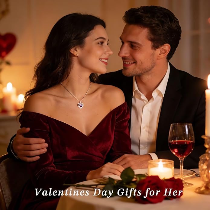 Iefil Valentines Day Gifts for Her Wife - 925 Sterling Silver Double Birthstone Necklace, Anniversary Birthday Gifts for Women, Jewelry Gift for Wife Girlfriend Mom Her
