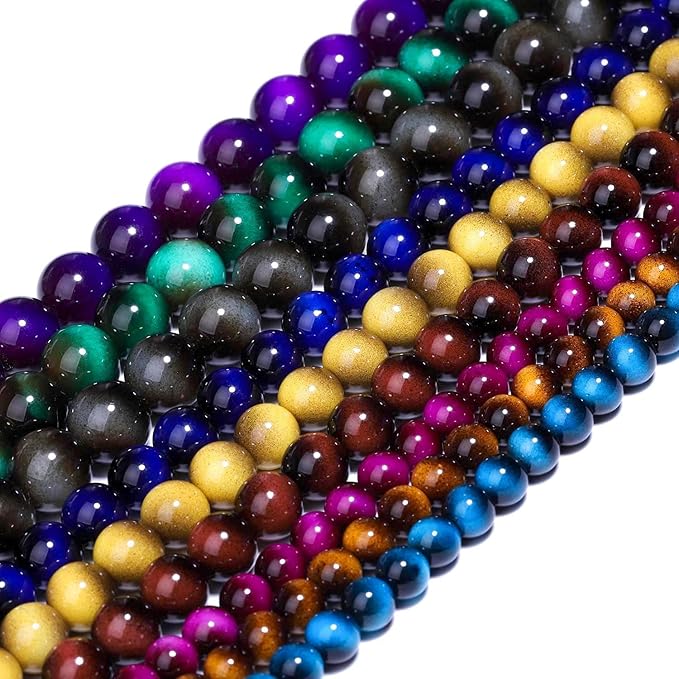 Song Xi 45PCS 8mm Rose Pink Tiger Eye Gemstone Beads for Jewelry Making, Round Smooth Glass Beads for DIY Bracelet Necklace Earring Keychain, Arts and Crafts, for Christmas Wedding Birthday