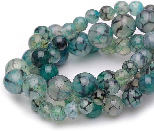 8mm Natural Stone Beads for Jewelry Making,Dragon Vein Agate Polished Smooth Round Gemstone Beads for Bracelet Necklace 15 Inch