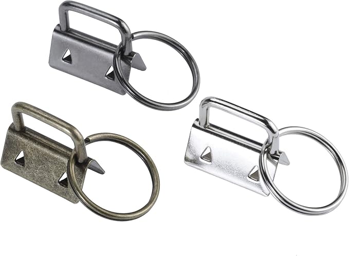 AuInn 150 PCS Key Fob Hardware 3 Colors Keychain Fob Wristlet Hardware with Key Ring 1 Inch (50 Sets Each Color)