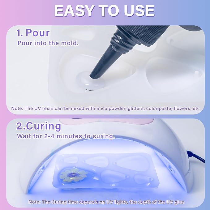 Vivresina UV Resin 400 Grams Crystal Clear Hard Type Fast Curing No Yellowing Low Odor for Art Craft Coating Jewelry Making