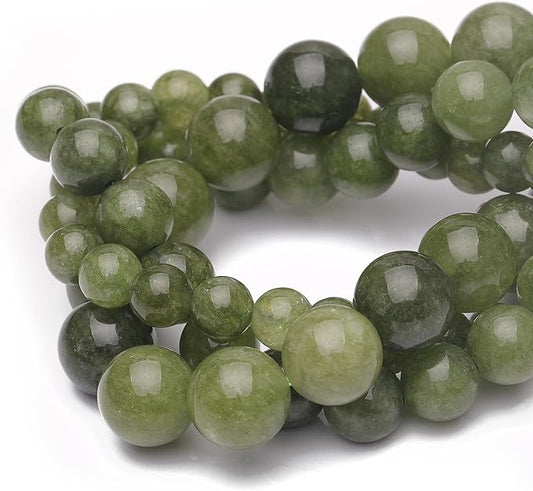 10mm Natural Stone Beads for Jewelry Making,Green Jade Polished Smooth Round Gemstone Beads for Bracelet Necklace 15 Inch