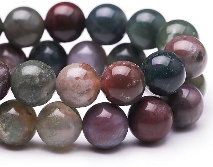 Natural Stone Beads for Jewelry Making,8mm Indian Agate Polished Smooth Round Gemstone Beads for Bracelet Necklace 15 Inch