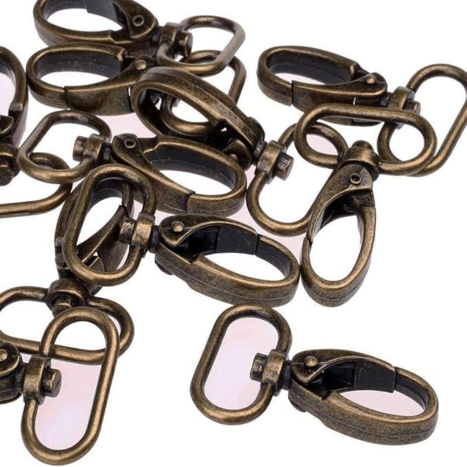 1-inch Antique Brass Curved Lobster Clasps Swivel Trigger Clips Snap, Swivel Snap Hooks for Strap Bag Purse (20)