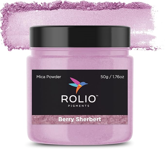 Rolio Premium Mica Powder - Berry Sherbert (50G / 1.76oz) - 1 Jar of Pink Pigment Powder for Epoxy Resin, Dye, Soap Making, Nail Polish, Paint, Candle Making, Bath Bombs, Slime