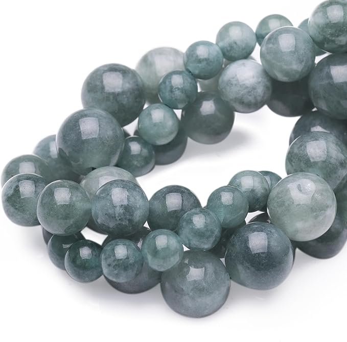Natural Stone Beads for Jewelry Making,10mm Blue Jadeite Polished Smooth Round Gemstone Beads for Bracelet Necklace 15 Inch