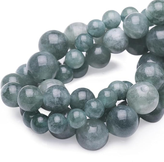 Natural Stone Beads for Jewelry Making,10mm Blue Jadeite Polished Smooth Round Gemstone Beads for Bracelet Necklace 15 Inch