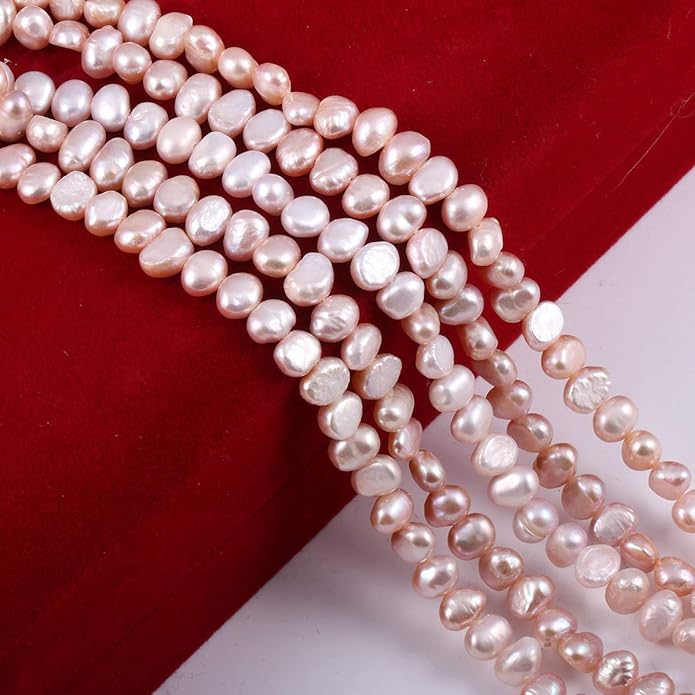 Natural Pearl, Natural Freshwater Cultured Pearls Beads Punch Loose Beads for DIY Jewelry Making Necklace Bracelet Women 14 Inches 2 Strands Pack