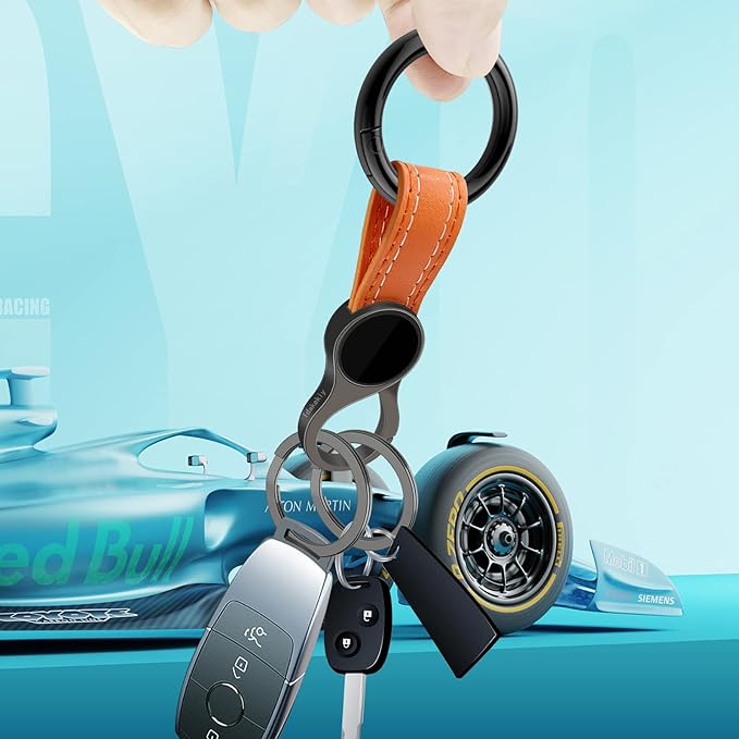 Idakekiy Key Chain with 4 Key Rings and Quick Release Carabiner Clip Leather Car Keychain for Men and Women