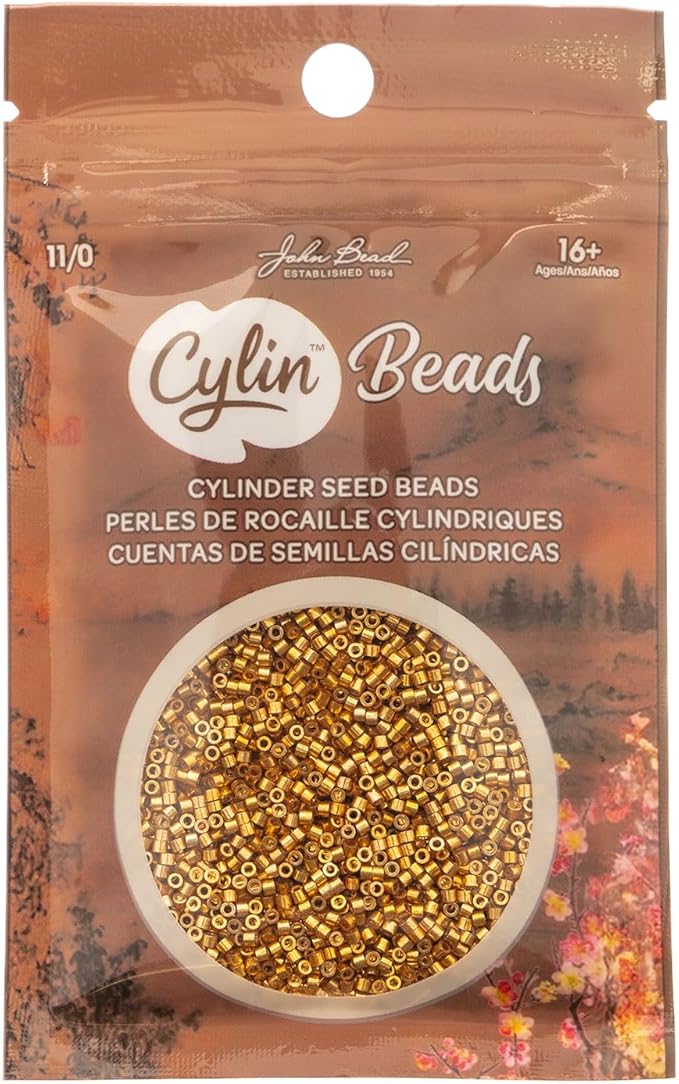 John Bead 25g Cylin Beads Gold AB 11/0 Glass Cylindrical Seed Beads for Jewelry Bracelets Necklaces Earrings Making Embroidery Home Decor
