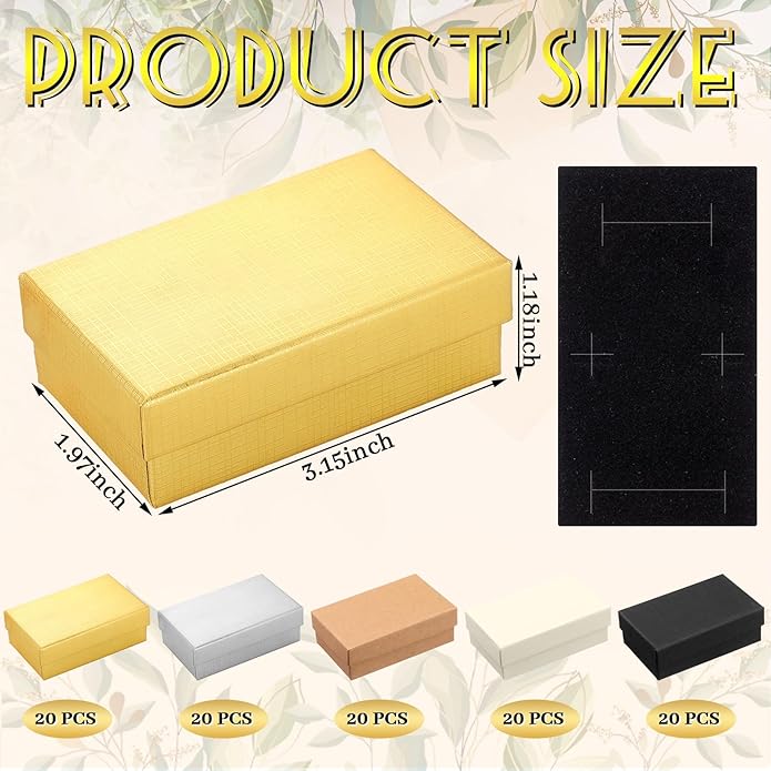 Tenceur 100 Pcs Valentines Jewelry Gift Boxes Bulk Kraft Jewelry Cardboard Box for Necklace Earring Bracelet Storage Package