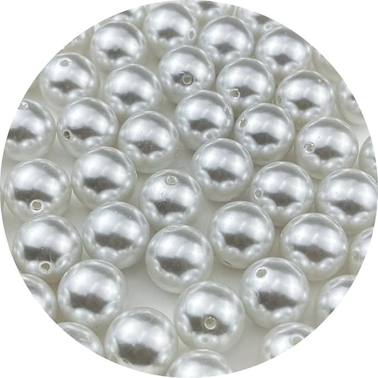 50pcs 20mm Pearl Beads White Round Pearls Acrylic Beads for Jewelry Making DIY Craft Bracelets Necklaces Earrings Vase Fillers Home Wedding Decoration