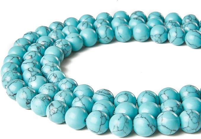 100pcs 6mm Blue Turquoise Beads Natural Gemstone Beads Round Loose Beads for Jewelry Making