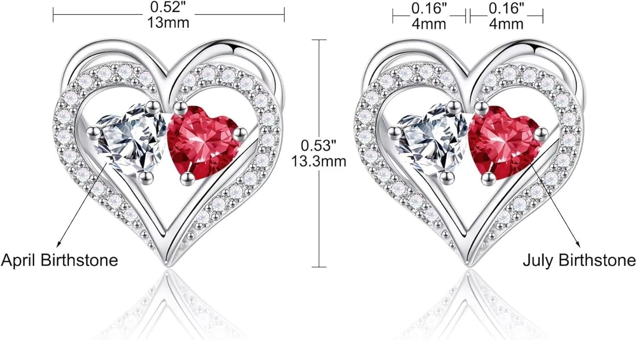 Iefil Valentines Day Gifts for Her - 925 Sterling Silver Birthstone Earrings, Anniversary Birthday Gifts for Women Wife Girlfriend Mom
