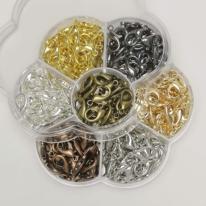 Chenkou Craft 1 Box Around 210pcs 7 Colors Lobster Clasp Jewelry Making Repairing (16x9mm)