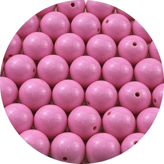 YUEXIGO 40pcs Acrylic Round Beads for Crafts 18mm Resin Candy Color Spacer Beads with Hole for Jewelry Making Sewing Crafts Decoration Necklaces Bracelets Earrings Supplies(Pink)