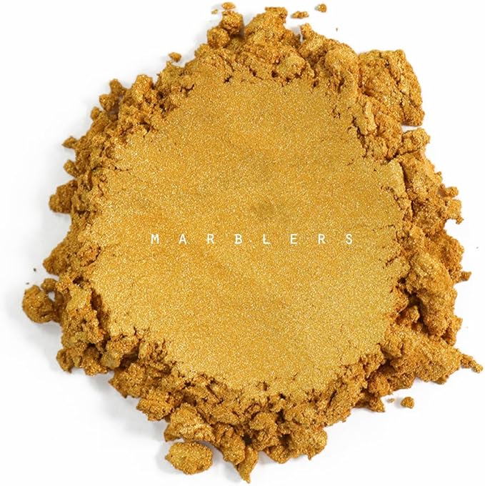 MARBLERS Gold Mica Powder [Mustard Gold] 4oz (113g) | Cosmetic Grade | Epoxy Resin Pigment, Dye | Non-Toxic, Vegan, Cruelty-Free | Lip Gloss, Nails, Body Butter, Bath Bomb, Candle & Soap Making
