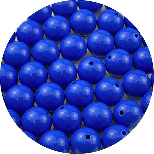 YUEXIGO 40pcs Acrylic Round Beads for Crafts 16mm Resin Candy Color Spacer Beads with Hole for Jewelry Making Sewing Crafts Decoration Necklaces Bracelets Earrings Supplies(Light Sapphire Blue)