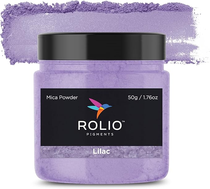 Rolio Premium Mica Powder - Lilac (50G / 1.76oz) - 1 Jar of Purple Pigment Powder for Epoxy Resin, Dye, Soap Making, Nail Polish, Paint, Candle Making, Bath Bombs, Slime