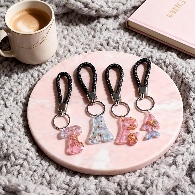 Alphabet Keychain Molds with Hole, 121Pcs Reversed Alphabet Silicone Molds for Resin Letter Number Epoxy Casting Molds Keychain Making Kit with Key Ring O Ring for Resin Crafts