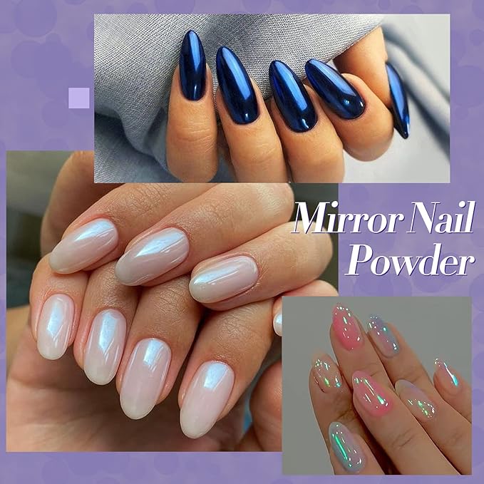 Born Pretty Chrome Powder Metallic Mirror Chameleon Pigment Powder Auroras Mermaid Nail Powder for Nail Art Gel Polish Manicure Nail Art Decorations 9 Jars