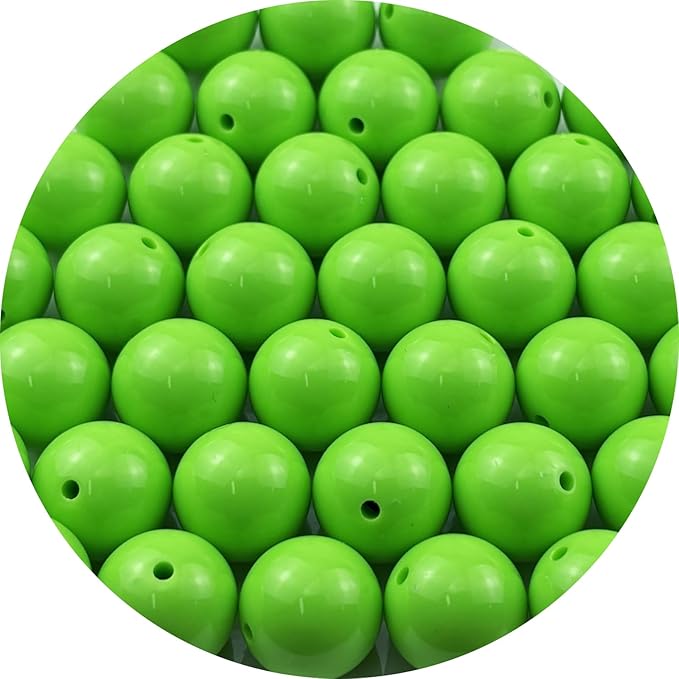 YUEXIGO 40pcs Acrylic Round Beads for Crafts 18mm Resin Candy Color Spacer Beads with Hole for Jewelry Making Sewing Crafts Decoration Necklaces Bracelets Earrings Supplies(Green)