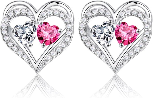 Iefil Valentines Day Gifts for Her - 925 Sterling Silver Birthstone Earrings, Anniversary Birthday Gifts for Women Wife Girlfriend Mom