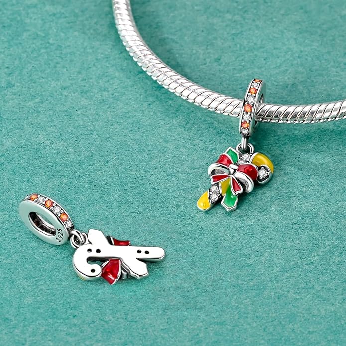 Parmuz 925 Sterling Silver Christmas Charm for Bracelet Snowflake Dangle Beads Santa Claus Snowman Deer Charm Gifts for Women