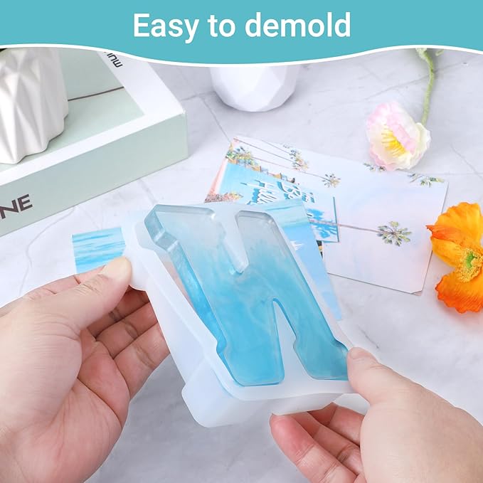 Gartful Resin Letter Molds for Casting, N Capital Alphabet Resin Silicone Molds for Epoxy, Thick 3D Silicone Letter Molds for Making Letters, Word Sign Art, DIY Crafts, Making Candle, Party Home Decor